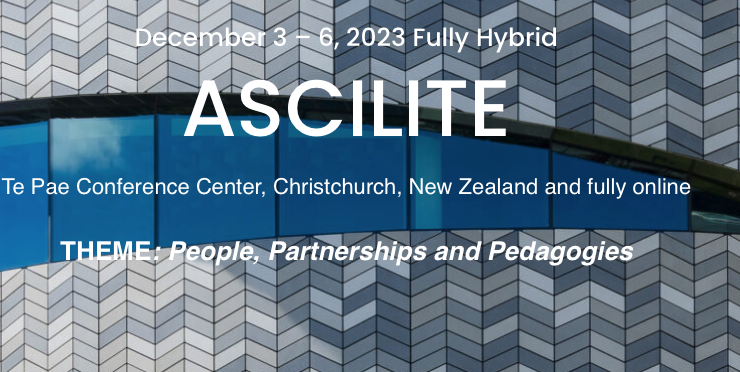 ASCILITE 2023 Conference logo: People, Partnerships and Pedagogies